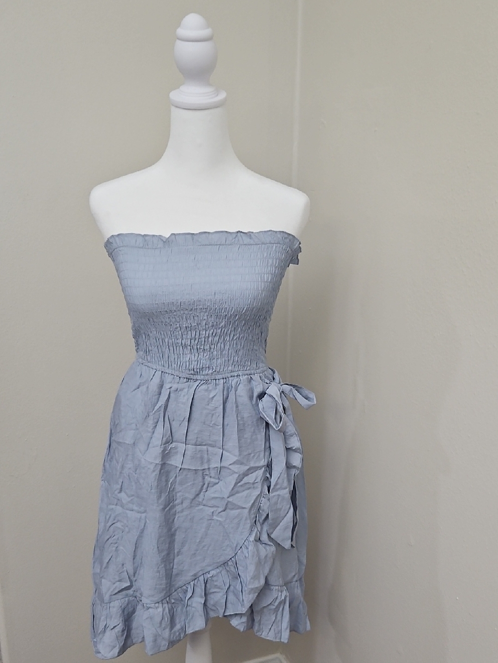 She + Sky Light Blue Ruffled Dress